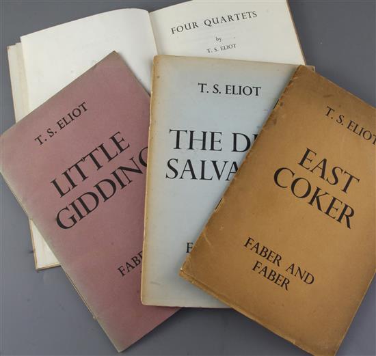 Eliot, T.S. - Four Quartets (East Coker, Burnt Norton, The Dry Salvages and Little Gidding), 1st editions,